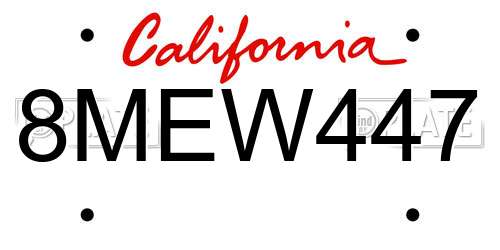 8MEW447 California License Plate