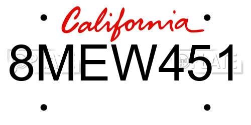 8MEW451 California License Plate