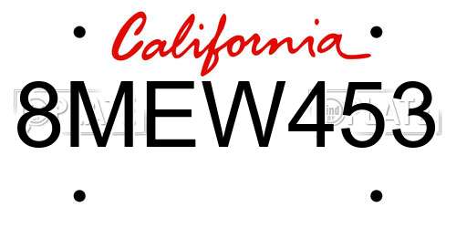 8MEW453 California License Plate