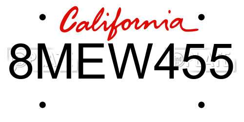 8MEW455 California License Plate