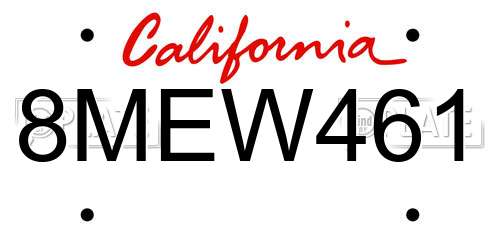 8MEW461 California License Plate