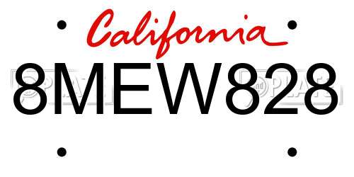 8MEW828 California License Plate