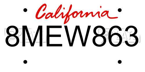 8MEW863 California License Plate