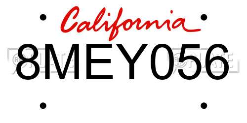8MEY056 California License Plate
