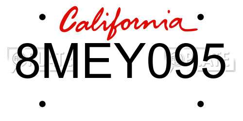 8MEY095 California License Plate