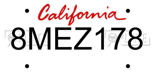 8MEZ178 California License Plate