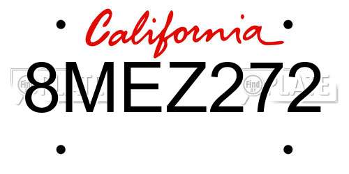 8MEZ272 California License Plate