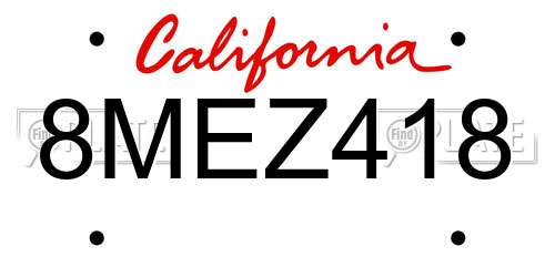 8MEZ418 California License Plate