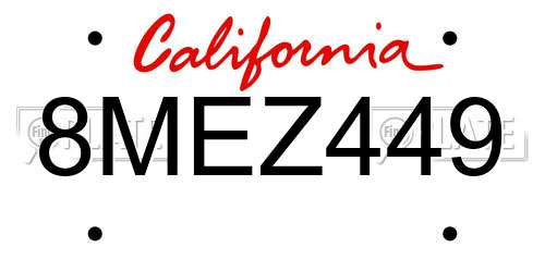 8MEZ449 California License Plate