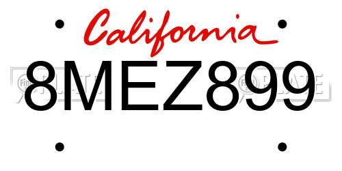 8MEZ899 California License Plate