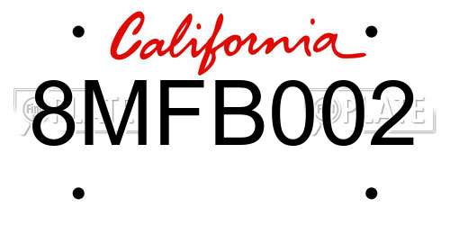 8MFB002 California License Plate
