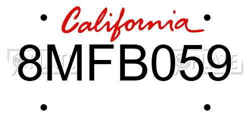 8MFB059 California License Plate