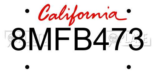 8MFB473 California License Plate