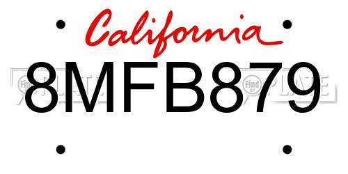 8MFB879 California License Plate