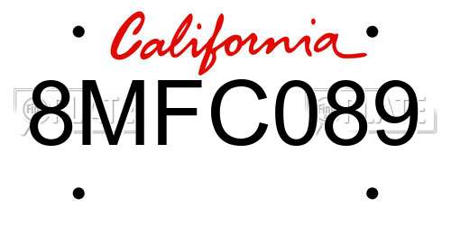 8MFC089 California License Plate