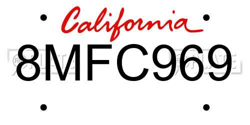 8MFC969 California License Plate