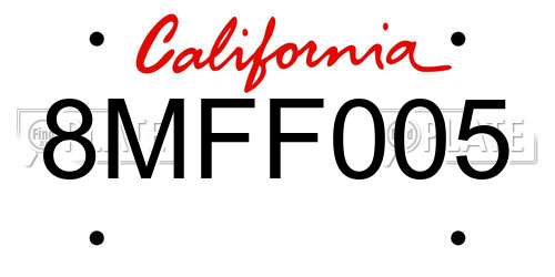 8MFF005 California License Plate
