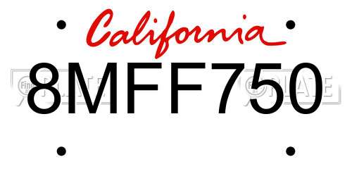 8MFF750 California License Plate