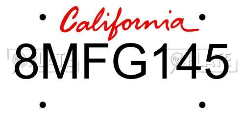 8MFG145 California License Plate