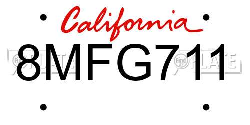 8MFG711 California License Plate