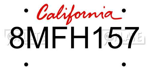 8MFH157 California License Plate