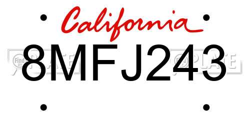 8MFJ243 California License Plate