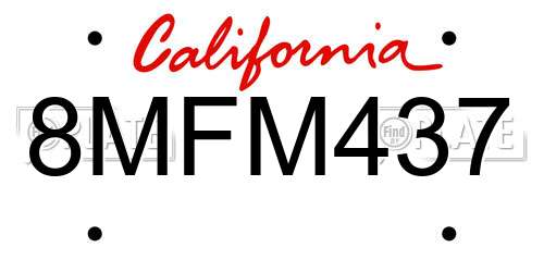 8MFM437 California License Plate