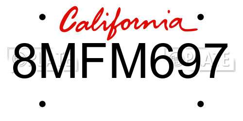 8MFM697 California License Plate