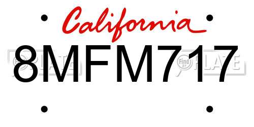 8MFM717 California License Plate