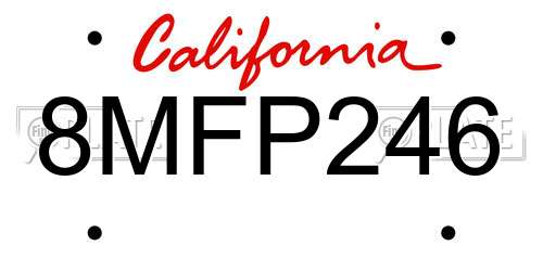 8MFP246 California License Plate