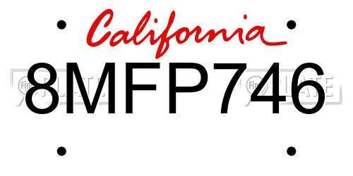 8MFP746 California License Plate