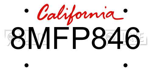 8MFP846 California License Plate