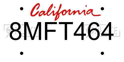 8MFT464 California License Plate