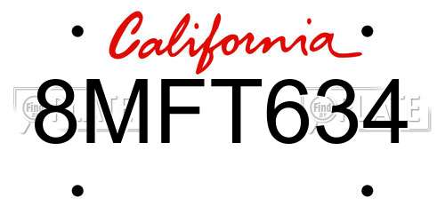 8MFT634 California License Plate