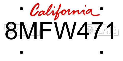8MFW471 California License Plate
