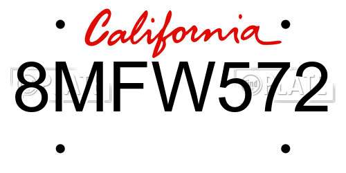8MFW572 California License Plate