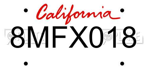 8MFX018 California License Plate