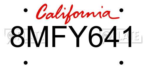 8MFY641 California License Plate