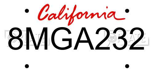 8MGA232 California License Plate