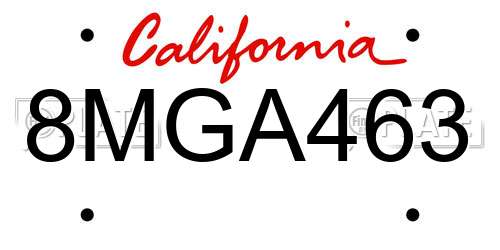 8MGA463 California License Plate