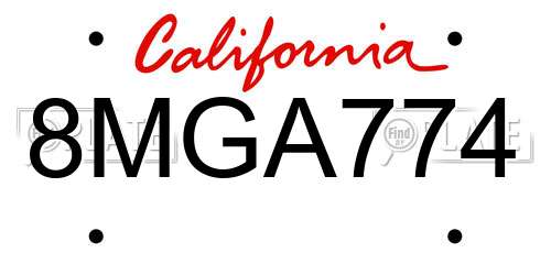 8MGA774 California License Plate