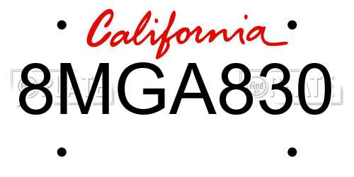 8MGA830 California License Plate