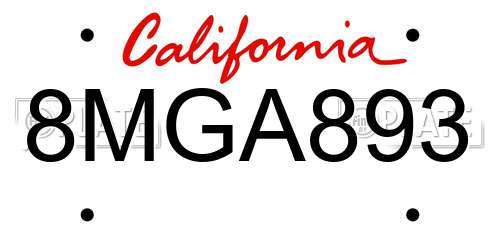 8MGA893 California License Plate