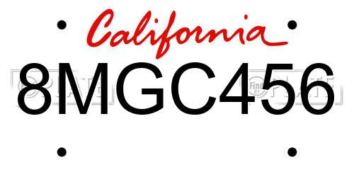 8MGC456 California License Plate