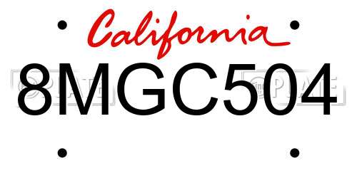 8MGC504 California License Plate