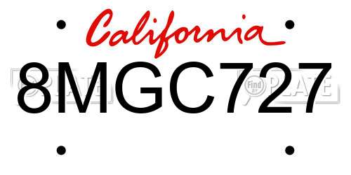 8MGC727 California License Plate