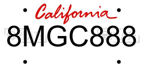 8MGC888 California License Plate