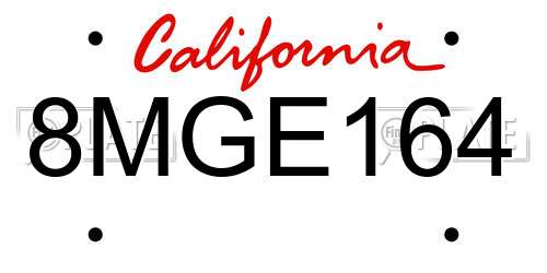 8MGE164 California License Plate
