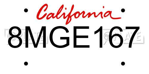 8MGE167 California License Plate
