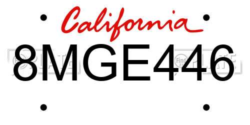 8MGE446 California License Plate